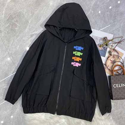 潮牌welldone涂鴉印花連帽風衣中長款外套