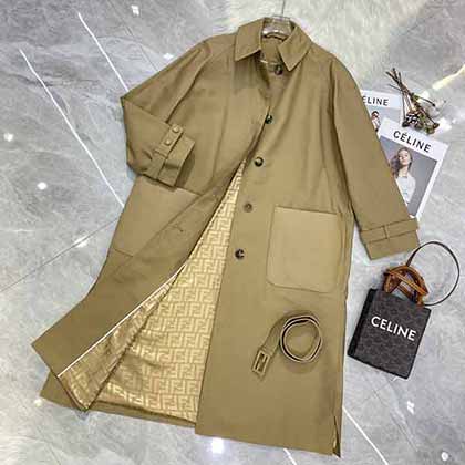 全網(wǎng)Fend 秋冬新款女中長款高等風衣外套！