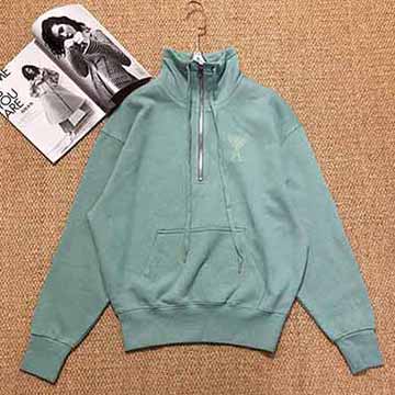 法國潮牌大品牌女裝店AMI大愛心衛(wèi)衣 立領(lǐng)半拉