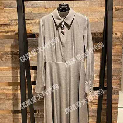 M家早秋新款 1:1定制 純色襯衫領收腰連衣裙！