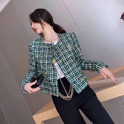 Chane秋冬新品高等定制粗花呢氣質西裝外套