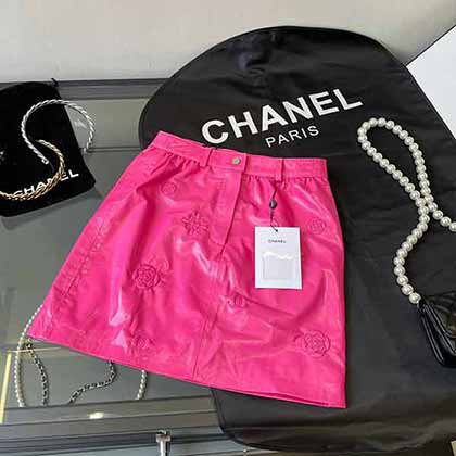 Chanel 早秋新品進口羊皮炸街高腰半裙