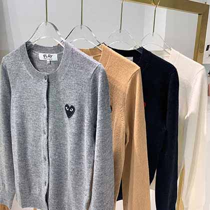 CDG play川久保玲愛(ài)心刺繡基礎(chǔ)款開(kāi)衫