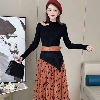 21年早秋針織紗裙套裝，半裙蝴蝶植絨浪漫風情！