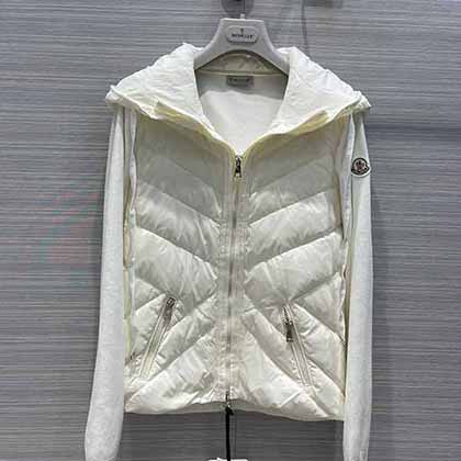 Moncle早秋經典連帽拉鏈羊毛針織拼接夾克羽絨！