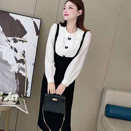 女神畢備！歐貨減齡時尚超級無敵假兩件小香連衣裙