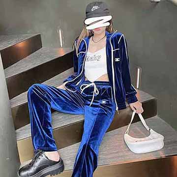 Celine新品高等定制休閑絲絨套裝，開模定制！非常