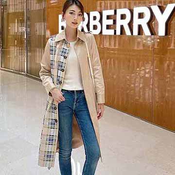 巴寶莉秋冬新款經(jīng)典卡色拼接收腰