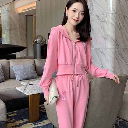 Ami新款重工刺繡愛(ài)心連帽拉鏈寬