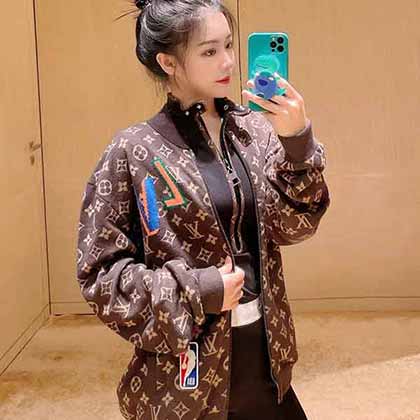 LVxNBA早秋聯(lián)名款棒球服外套 老花羊毛開(kāi)衫外套