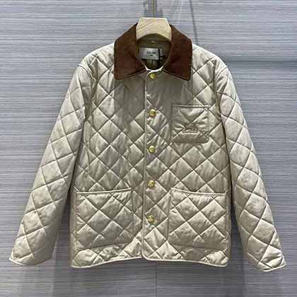 CELINe原單品質專柜同步菱形絎縫馬車口袋夾棉外套。
