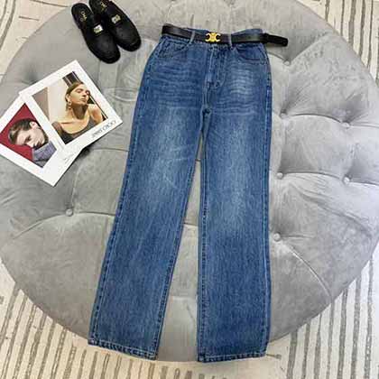 明星同款！賽琳秋冬復古馬車高等腰直筒版型刺繡牛仔褲