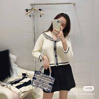 Dio2023早秋新系列！海軍風(fēng)水手領(lǐng)披肩針織短款小開衫！