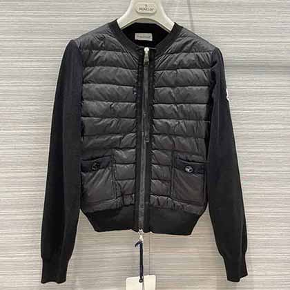 Moncle早秋新品代買！經典小圓領羊毛針織拼接夾克單羽絨！