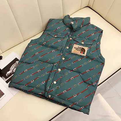 guci  the north fac聯名系列大品牌馬甲 休閑立領大碼白鴨絨高等羽絨服