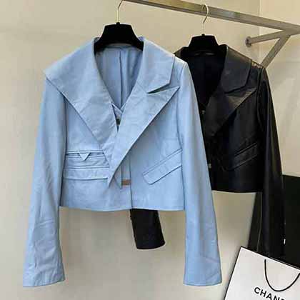 小眾皮衣 小眾設計款皮衣 今年超火的海軍風元素