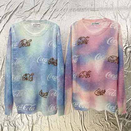 秋冬新款釘鉆彩虹毛衫，這顏色也太治愈了吧！