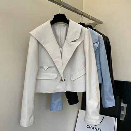 小眾皮衣 變得青春活力 心機短款西裝版型 顯高又減齡