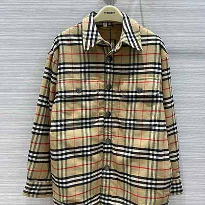 Burbery經典Vintage 復古格紋毛毛內果襯衫式棉服！