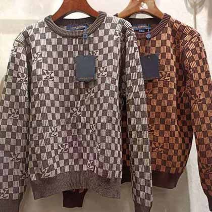 LousVuiton秋冬新款系列Damier 提花羅紋長袖套頭針織毛衣！