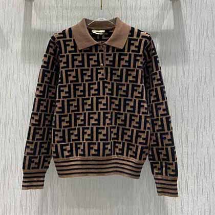 FENDI 23秋冬新款系列 FF提花翻領毛衣
