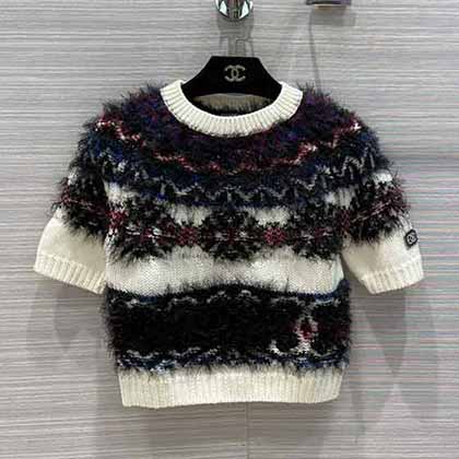 Chane秋冬新款系列圣誕風雪花呢彩色針織毛衣