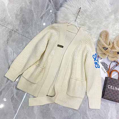 春秋季簡約白色復(fù)古刺繡開衫男士長袖針織衫外套