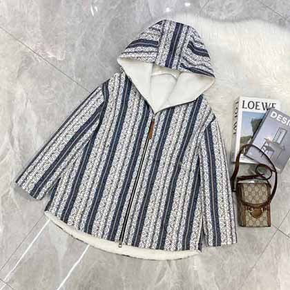 LOEWE/羅意威 秋冬新款LOGO滿印連帽夾克外套