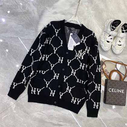 MLB男士長(zhǎng)袖開衫針織衫 秋季羊絨休閑寬松外套