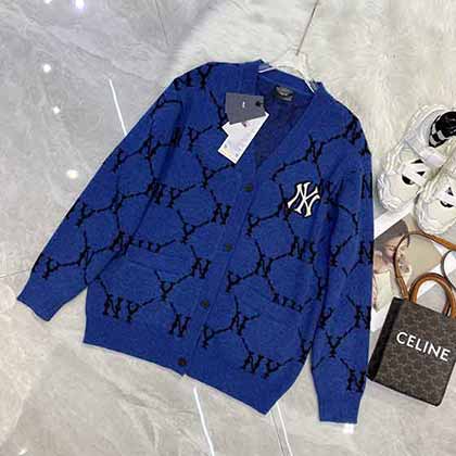 MLB開衫男針織衫毛衣外套男士春秋季潮牌痞帥高等感長袖夾克