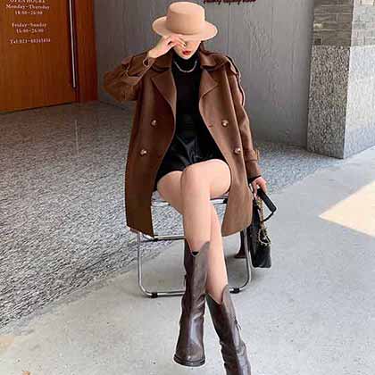 巴寶莉海軍領(lǐng)雙面呢寬松慵懶風(fēng)雙排