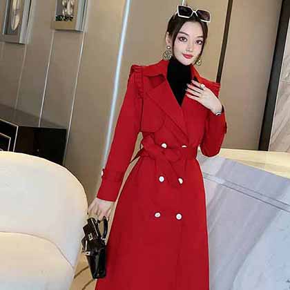 秋冬新款高等定制純棉混紡時尚歐貨中長款風衣