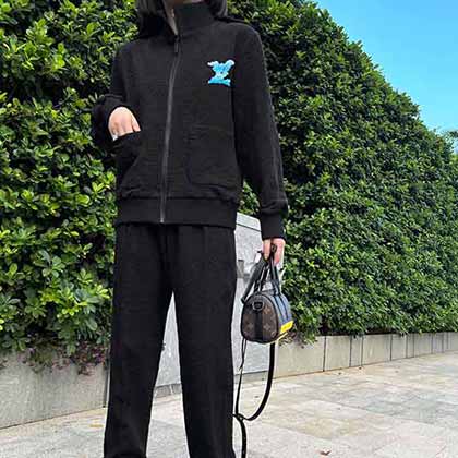 Louis Vuiton大品牌男士衛褲春秋新款時尚潮牌寬松束腳褲 百搭運動褲