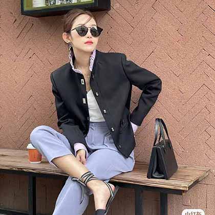 CALVINLU 23秋冬新系列！撞色花邊立領夾克西裝！