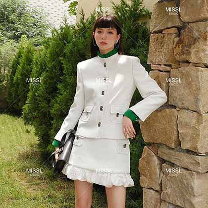 CALVINLU秋冬新系列撞色花邊立領(lǐng)夾克西裝！