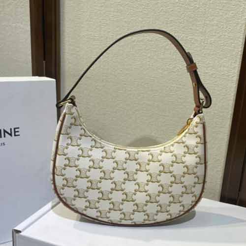 原廠皮CELINE腋下包 高等感設(shè)計(jì)ins復(fù)古凱旋門法棍包