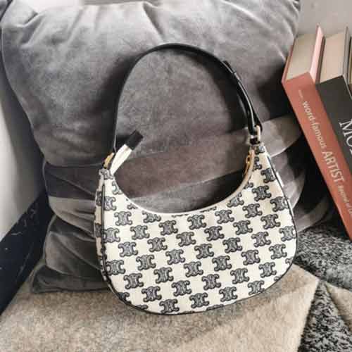 新款A(yù)VA TRIOMPHE刺繡織物腋下包 大品牌輕奢中古潮手提女士包