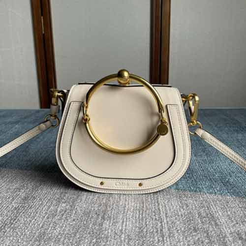 Chloe肩帶小圓包單肩手提半圓包 大品牌真皮百搭斜挎