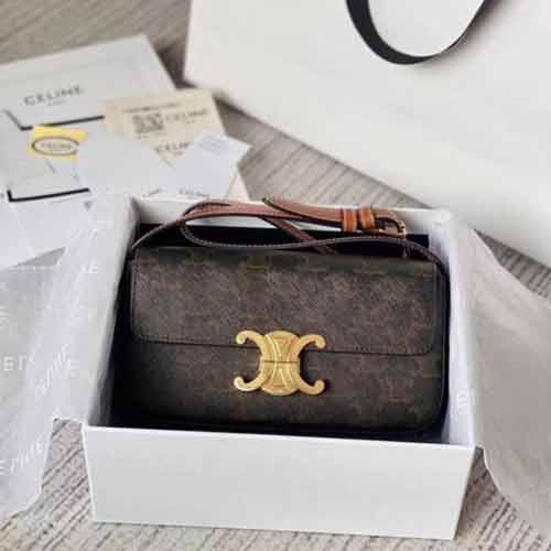 新款大品牌老花郵差包高等感百搭凱旋門腋下包 真皮小方包