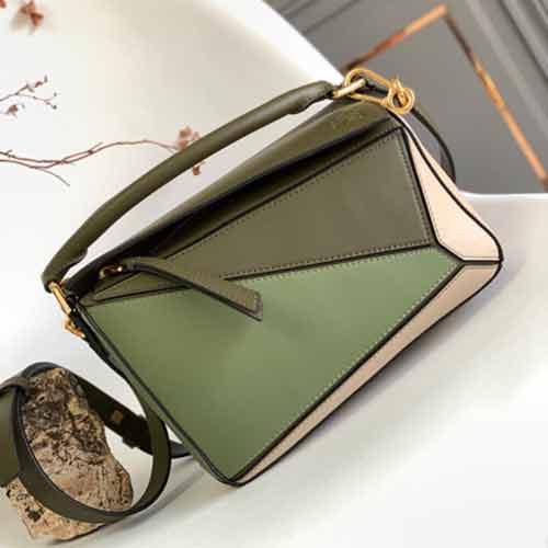 羅意威puzzle小號(hào)幾何包沙色焦糖色荔枝滑皮手提包女包