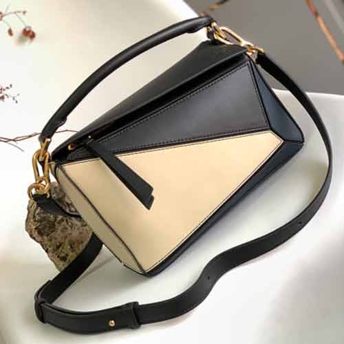 LOEWE新品單肩斜挎包手提包 羅意威puzzle小號拼色變形幾何包