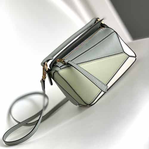 代買Loewe新色系迷你拼接手提單肩斜挎包 羅意威 puzzle幾何變形包