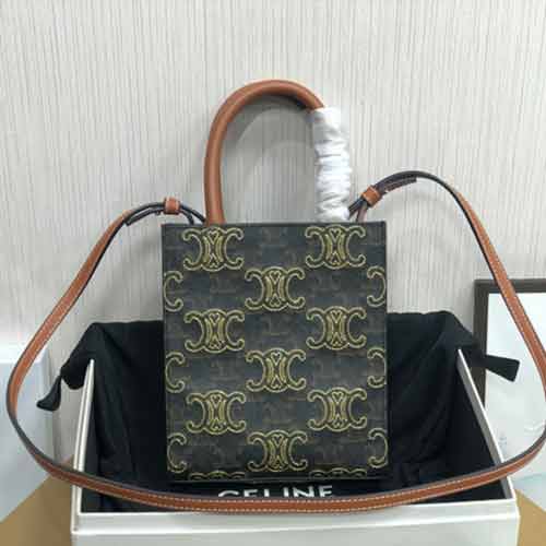 CELINe 520膠囊系列CABAS迷你標志印心形刺繡豎款手袋16848迷你CABAS手袋