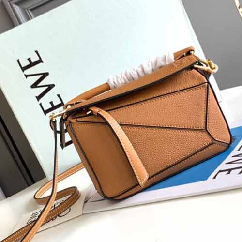 新款潮puzzle幾何包真皮羅意威威女包mini菱格手提包