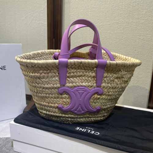 名品帆布配皮手提挎包 棕櫚葉牛皮革提籃包 草編包