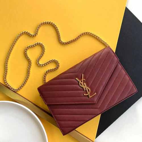 鴻升國際皮具YSL信封鏈條女包 圣羅蘭女士皮革鏈條包YSL包