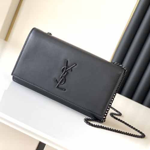 寺庫網名品圣羅蘭黑銀荔枝牛皮Kate woc小號信封單肩斜挎女包