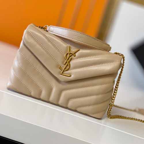 名品網圣羅蘭女包 YSL卡其色魚子醬牛皮斜挎信封包