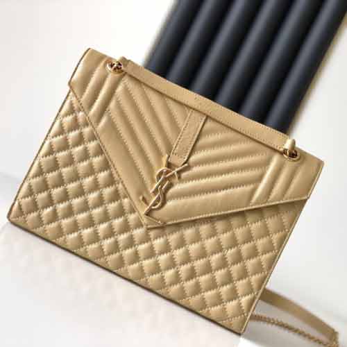 實用大氣又百搭！圣羅蘭意大利牛皮 ENVELOPEV紋菱格設計大號信封包