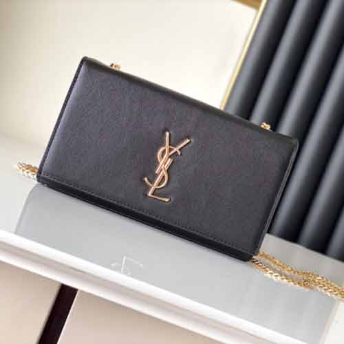 中國名品網圣羅蘭黑色中號女包 YSL魚子醬牛皮斜挎信封包